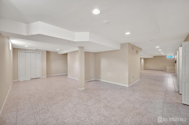 27 Rue Chagall, Franklin, NJ 08873 - finished basement featuring recessed lighting and a baseboard heating unit
