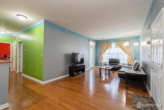 living room featuring hardwood / wood-style flooring