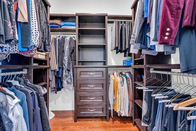 spacious closet with wood finished floors