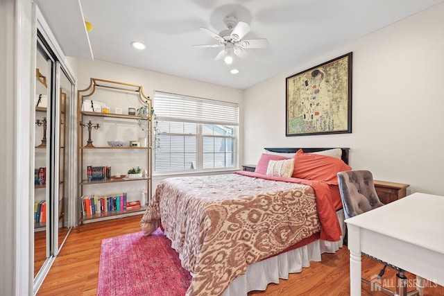7 Cornell Dr, East Brunswick, NJ 08816 - bedroom with a closet, light wood-style floors, ceiling fan, and recessed lighting