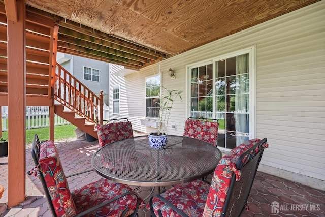 7 Cornell Dr, East Brunswick, NJ 08816 - view of patio with stairway and outdoor dining area