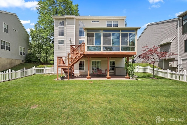7 Cornell Dr, East Brunswick, NJ 08816 - rear view of house featuring a sunroom, a patio, and stairs