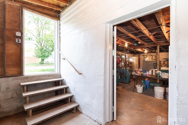 200 Plainfield Rd, Edison, NJ 08820 - stairway featuring unfinished concrete flooring