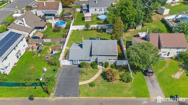 bird's eye view with a residential view