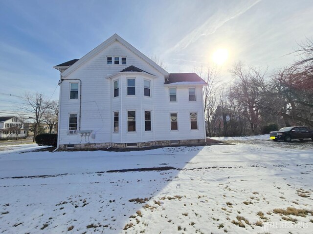 view of snow covered property