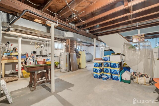 basement with water heater