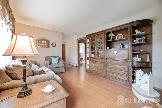 living room with light wood finished floors