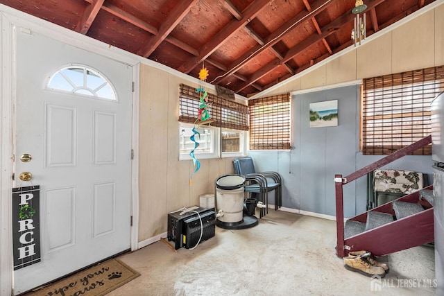 164 Holly St, Port Reading, NJ 07064 - entrance foyer with stairway, lofted ceiling, and wood ceiling