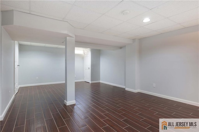 416 Wallace St Unit 416, Edison, NJ 08817 - finished below grade area featuring dark wood-style floors, a paneled ceiling, baseboards, and recessed lighting