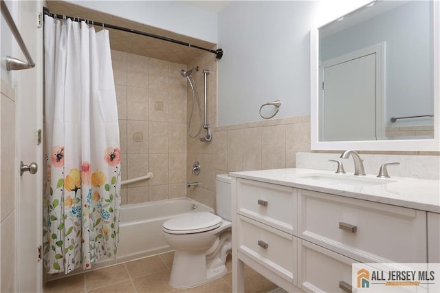 416 Wallace St Unit 416, Edison, NJ 08817 - full bathroom with shower / bathtub combination with curtain, toilet, vanity, and tile patterned floors