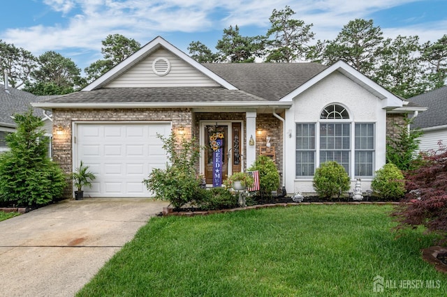 1617 Sweetbay Dr, Toms River, NJ 08755 - single story home with concrete driveway, a garage, roof with shingles, and a front lawn