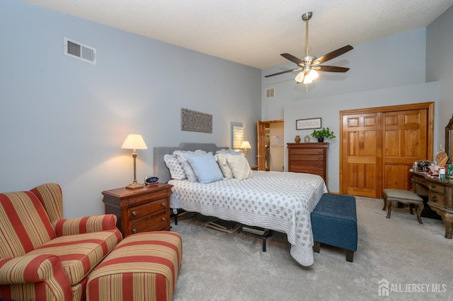 1617 Sweetbay Dr, Toms River, NJ 08755 - bedroom featuring carpet, vaulted ceiling, and a ceiling fan