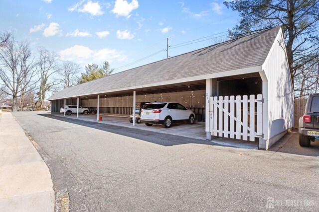 view of covered parking lot