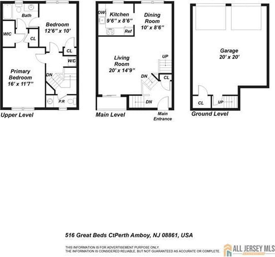 516 Great Beds Ct, Perth Amboy, NJ 08861 - floor plan / room layout
