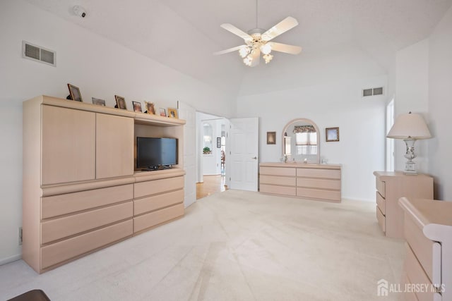 11 Wintons Way, Monroe, NJ 08831 - bedroom featuring light colored carpet, vaulted ceiling, and ceiling fan