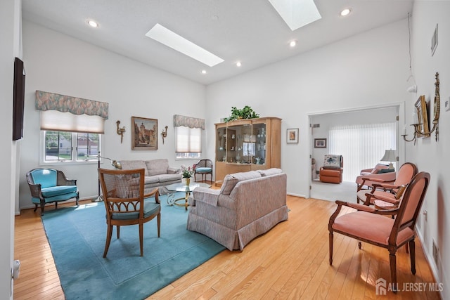 11 Wintons Way, Monroe, NJ 08831 - living room with a skylight, high vaulted ceiling, light wood-style flooring, and recessed lighting