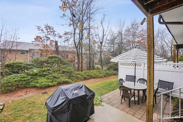 view of patio with area for grilling