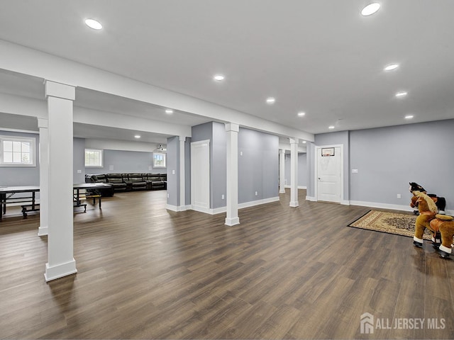 6 Condor Ct, South Brunswick, NJ 08852 - basement with dark wood-type flooring, recessed lighting, and baseboards