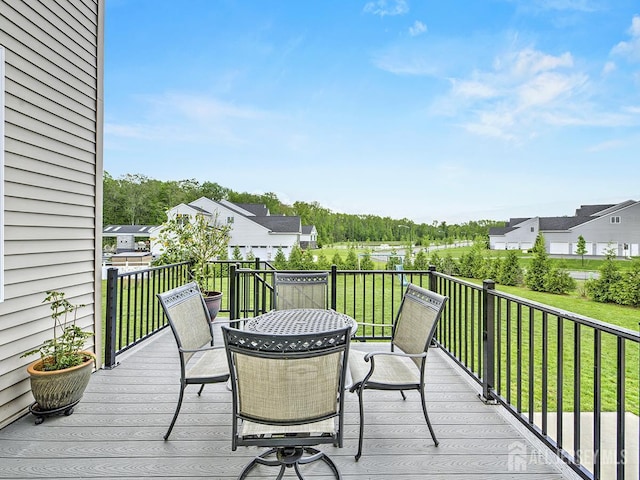 6 Condor Ct, South Brunswick, NJ 08852 - wooden terrace featuring a yard, outdoor dining space, and a residential view