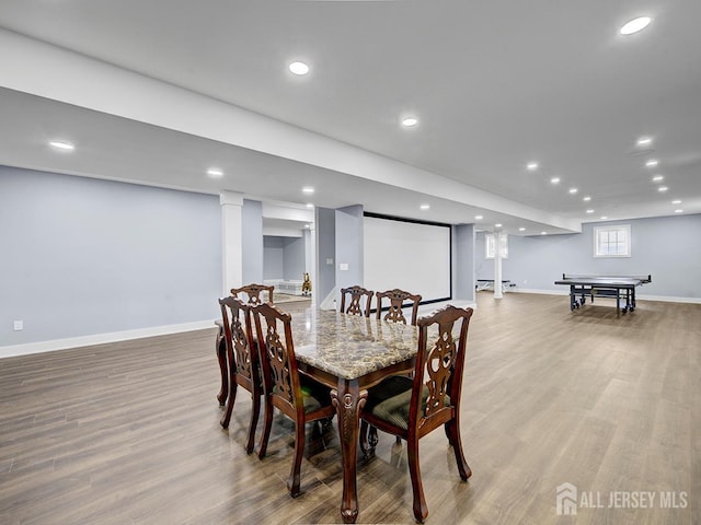 6 Condor Ct, South Brunswick, NJ 08852 - dining area featuring wood finished floors, baseboards, and recessed lighting