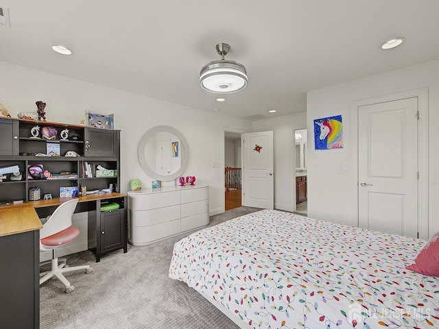 6 Condor Ct, South Brunswick, NJ 08852 - bedroom with light colored carpet, an office area, and recessed lighting