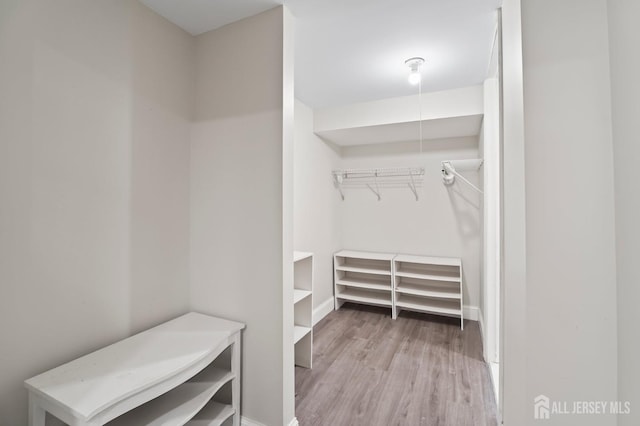 walk in closet featuring light wood-type flooring
