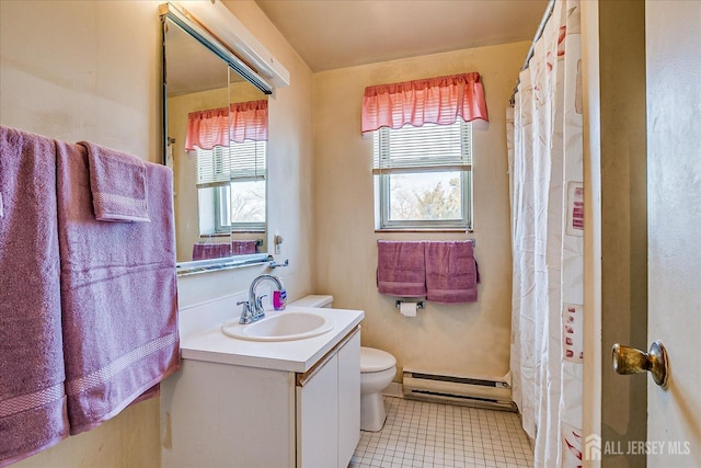 19-31 Lyons Ave, Newark, NJ 07112 - full bathroom featuring baseboard heating, toilet, plenty of natural light, and vanity