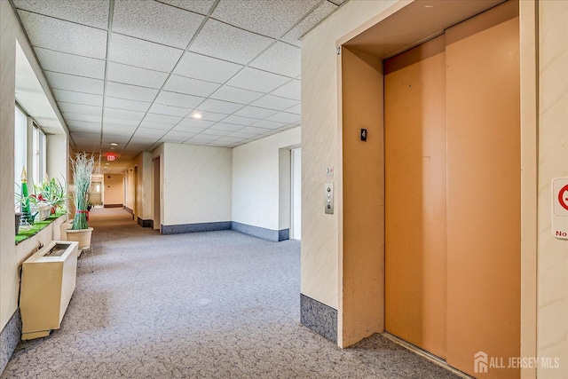 19-31 Lyons Ave, Newark, NJ 07112 - hall with elevator, carpet floors, and a paneled ceiling
