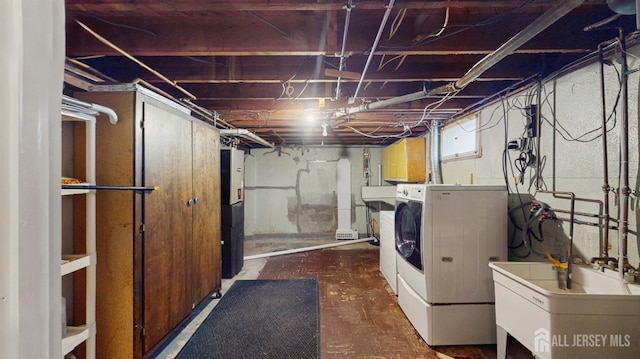 131 Hazelwood Ave, Metuchen, NJ 08840 - below grade area with a sink and washing machine and clothes dryer