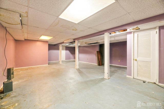 44 Townsend Dr, Old Bridge, NJ 07747 - finished below grade area featuring a drop ceiling and baseboards