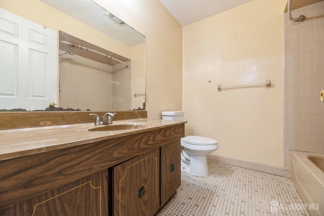 44 Townsend Dr, Old Bridge, NJ 07747 - bathroom featuring toilet, tile patterned floors, vanity, bathing tub / shower combination, and baseboards
