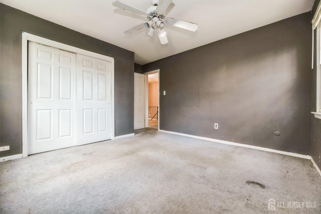 44 Townsend Dr, Old Bridge, NJ 07747 - unfurnished bedroom with carpet floors, baseboards, a closet, and ceiling fan