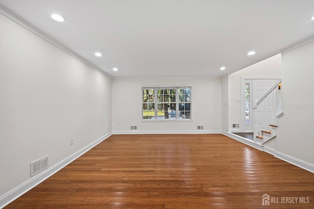 26 Jaime Ct, Old Bridge, NJ 08857 - spare room with wood finished floors, ornamental molding, recessed lighting, and stairway