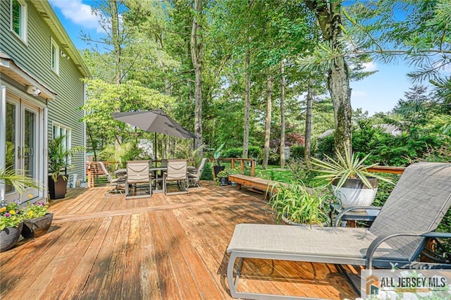 5 Leighton Dr, East Brunswick, NJ 08816 - wooden terrace featuring outdoor dining area