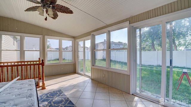 230 Raritan St, South Amboy, NJ 08879 - unfurnished sunroom featuring vaulted ceiling and tile patterned flooring