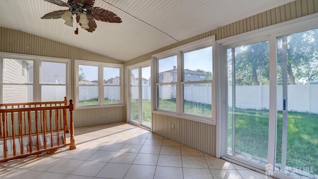 230 Raritan St, South Amboy, NJ 08879 - unfurnished sunroom with lofted ceiling and tile patterned flooring