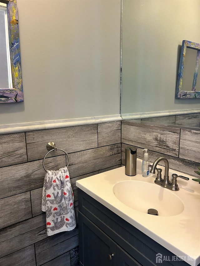 741 Bound Brook Rd, Dunellen, NJ 08812 - bathroom featuring vanity and a wainscoted wall
