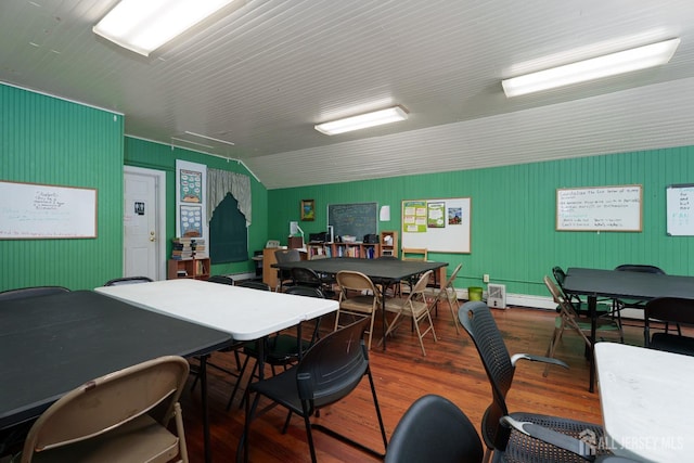 dining space featuring wood finished floors