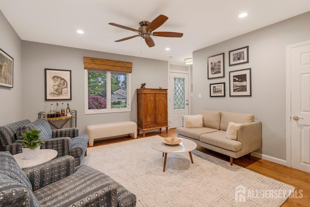 16 Russet Rd, South Brunswick, NJ 08824 - living area with ceiling fan, wood finished floors, and recessed lighting