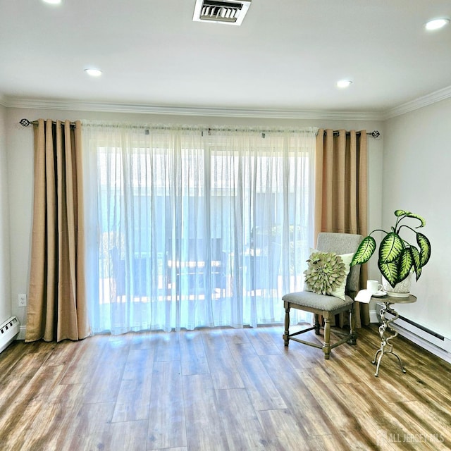 187 Newport Rd Unit A, Monroe, NJ 08831 - sitting room with ornamental molding, wood finished floors, and recessed lighting