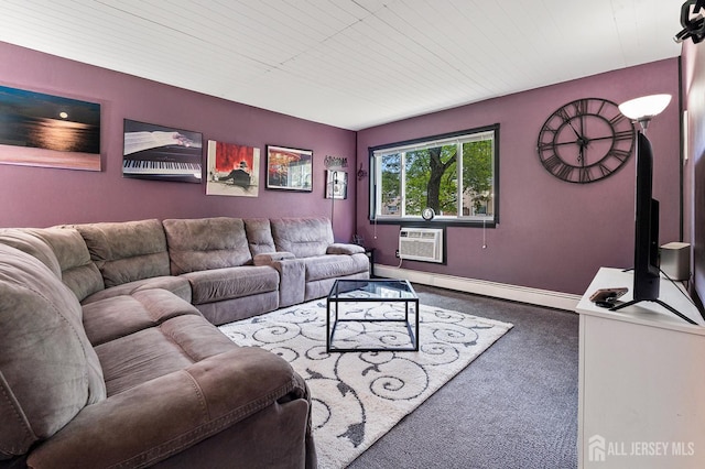 19 Lake Ave Unit 6A, East Brunswick, NJ 08816 - carpeted living area featuring a baseboard heating unit and a wall unit AC