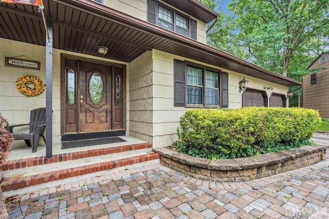 entrance to property with a garage