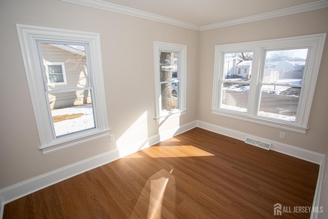 35 Red Bank Rd, Spotswood, NJ 08884 - unfurnished room featuring crown molding, dark wood-type flooring, and healthy amount of natural light