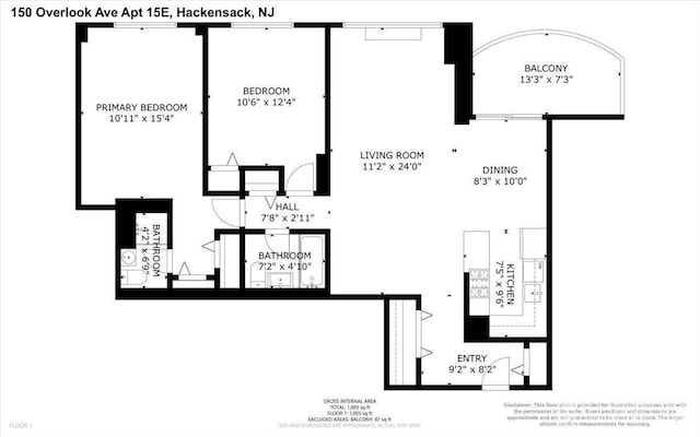150 Overlook Ave Unit 15E, Hackensack, NJ 07601 - view of property floor plan