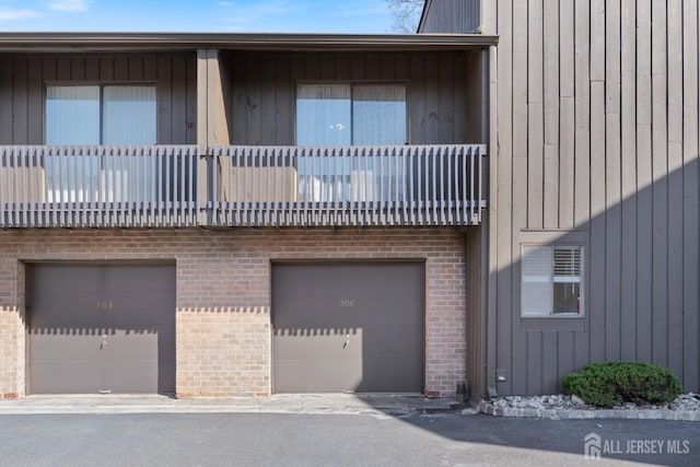 view of building exterior with a garage