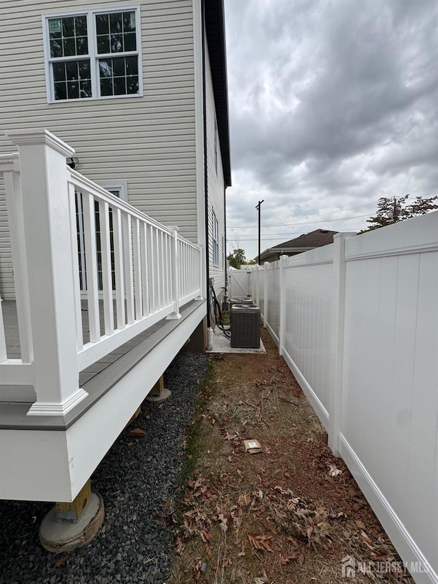 view of property exterior with central air condition unit