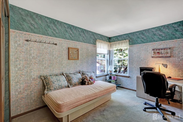 97 Fairway Blvd, Monroe, NJ 08831 - bedroom with an office area, wallpapered walls, and carpet