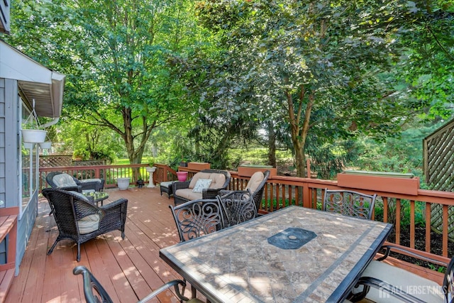 97 Fairway Blvd, Monroe, NJ 08831 - wooden terrace featuring outdoor dining space and an outdoor living space