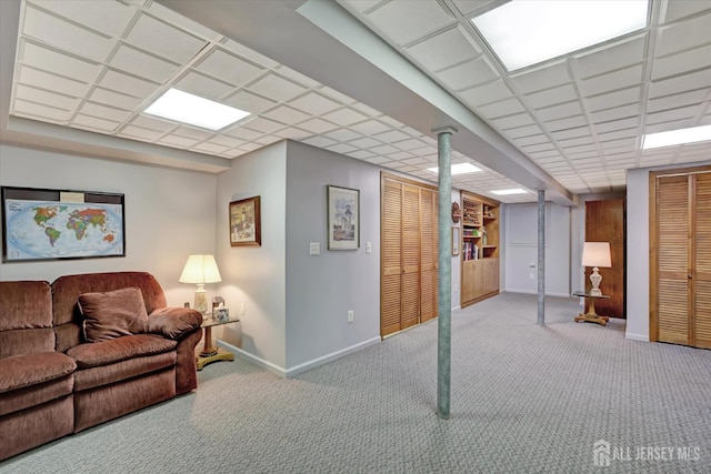 97 Fairway Blvd, Monroe, NJ 08831 - carpeted living room with baseboards and a drop ceiling
