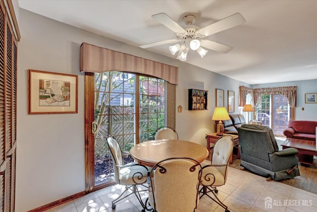 97 Fairway Blvd, Monroe, NJ 08831 - dining space with light tile patterned floors and ceiling fan